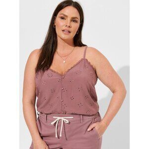 NWT Torrid Rose Taupe Sophie Eyelet Swing Cami
